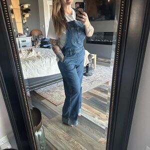 American Eagle Outfitters Dark Blue Denim Overalls